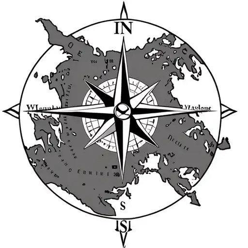 Compass With Bermuda Map Outline Filled