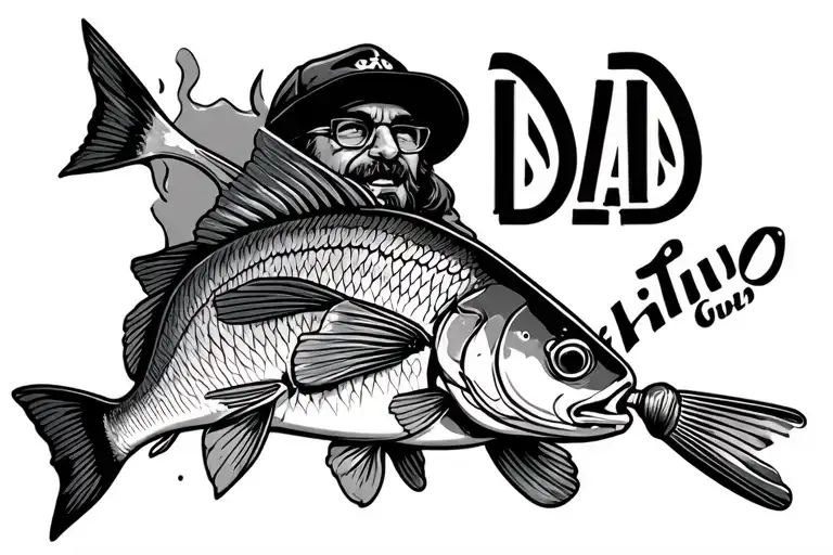 Dad Fishing Tattoo Design