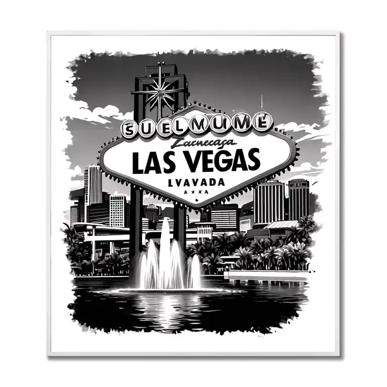 Las Vegas Skyline With Fountains