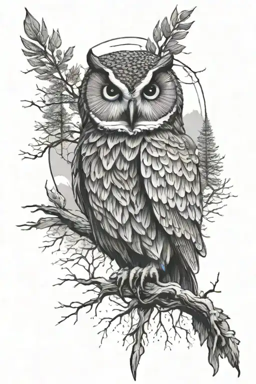Owl And Forest Landscape