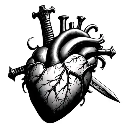 Anatomical Heart Pierced By A Sword