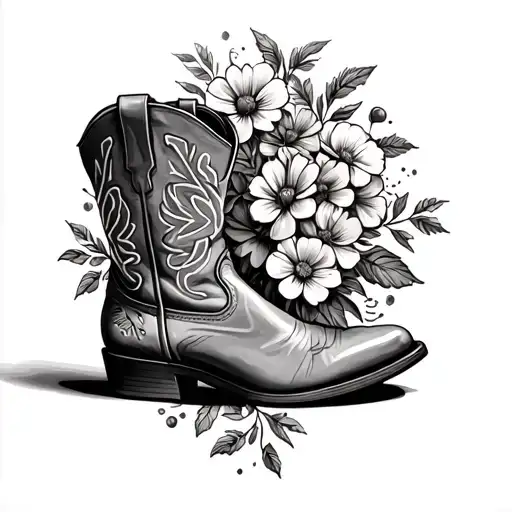 Cowboy Boot Filled With Flowers