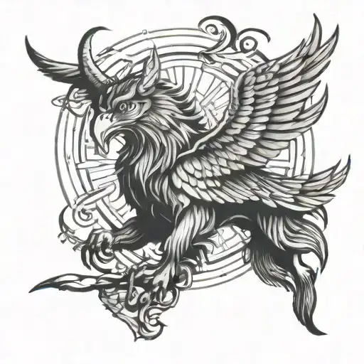 Zodiac Sign Mythological Taurus And Eagle