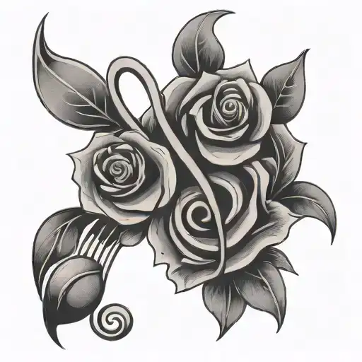 Music Notes Flowers Intertwined