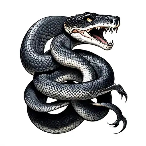 Musdusa With Snakes Hissing Snake Wrapped