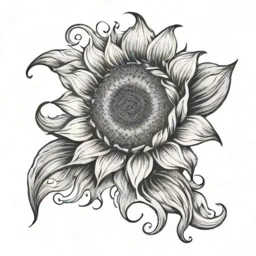 Sunflower And Waves Flowing