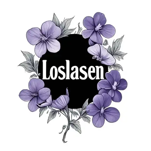 The Word Loslassen Surrounded By Violets