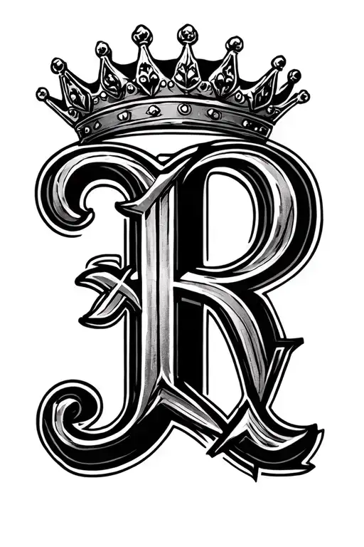 The Letter R With A Crown On Top And Xi On The Bottom