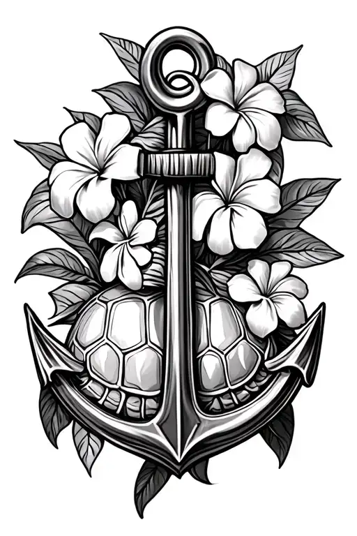 Plumeria And Turtles Anchor