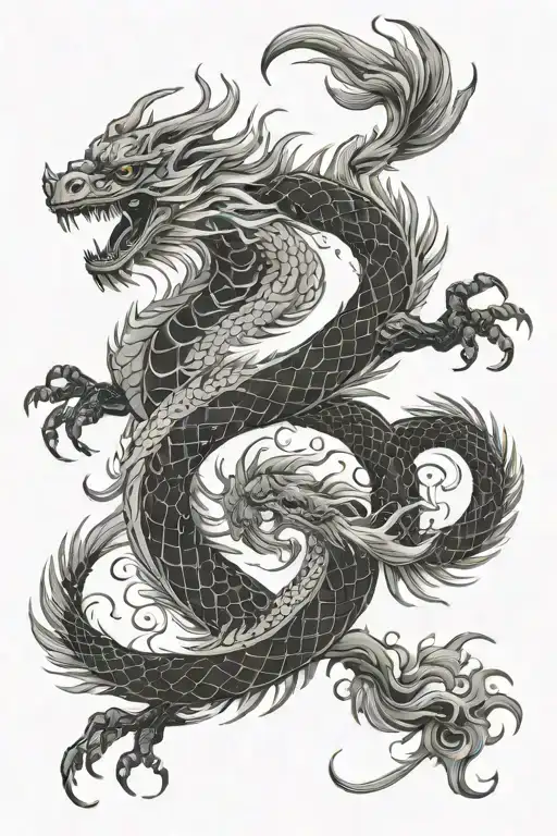 Chinese Dragon And Phoenix Bird