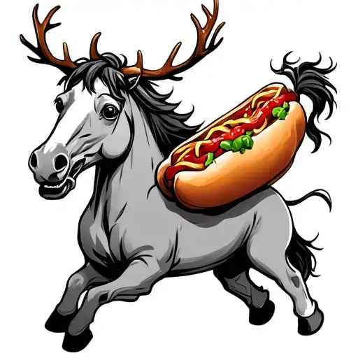 Tooth Riding A Hotdog With Antlers Like A Bucking Horse