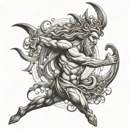 Poseidon Black Grey Abstract Tight