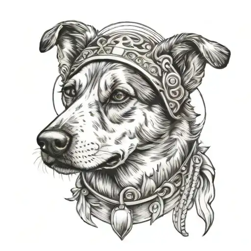 A Tattoo Design Of A Dog Wearing A Halo To Symbolize Your Love For Dogs And Faith In God