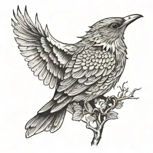 Whippoorwill And Deer Head With Trees