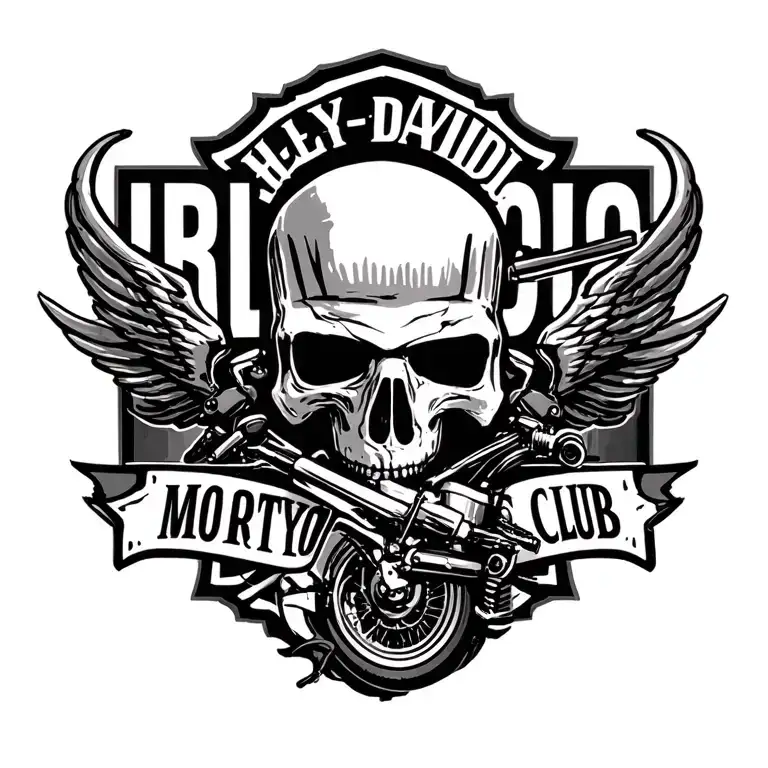 Harley Davidson Motorcycle With Motorcycle Club Patch In The Middle