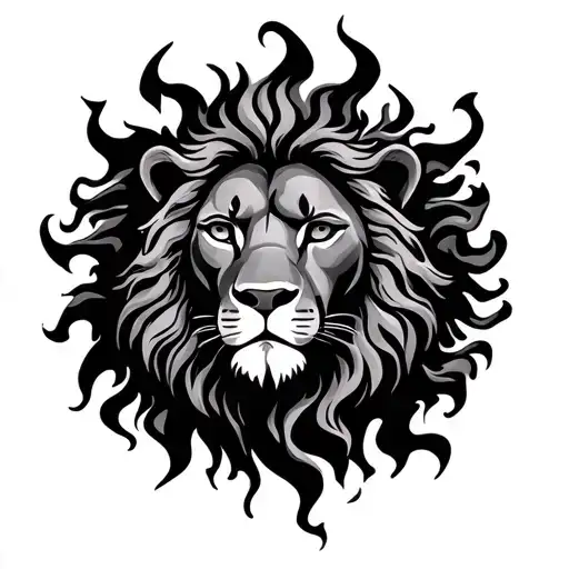 Fire And Sun And Leo Symbol Surrounded