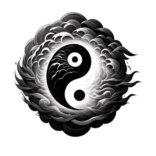 Ying And Yang Made Of Clouds