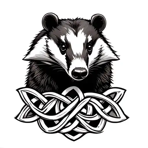 Badger And A Celtic Knot Design Incorporating