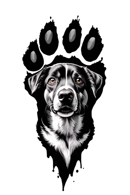 Dogs Face Inside A Dog Paw Print Surrounded