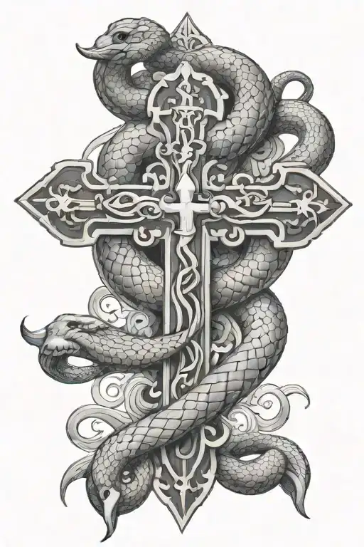 Cross With Snake