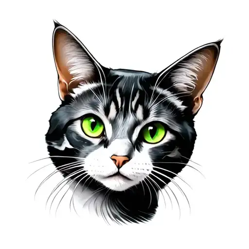 Sleeve With A Cat With Green