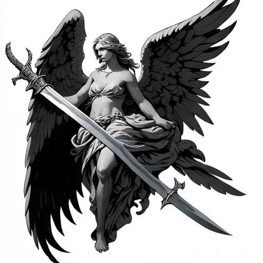 Angel Holding A Sword Wrapped