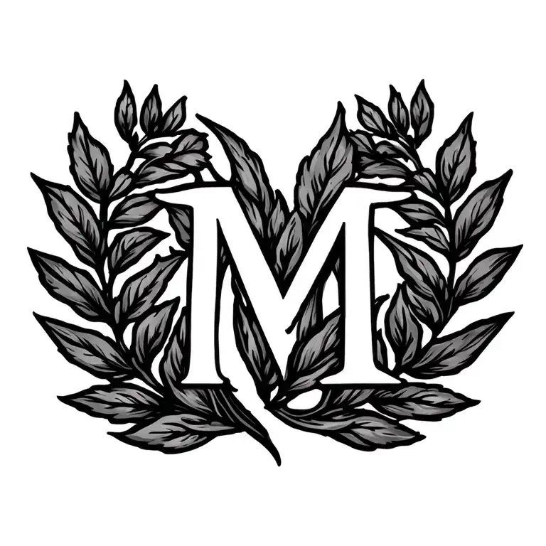 Laurels On The Sides With The Letter M In The Middle
