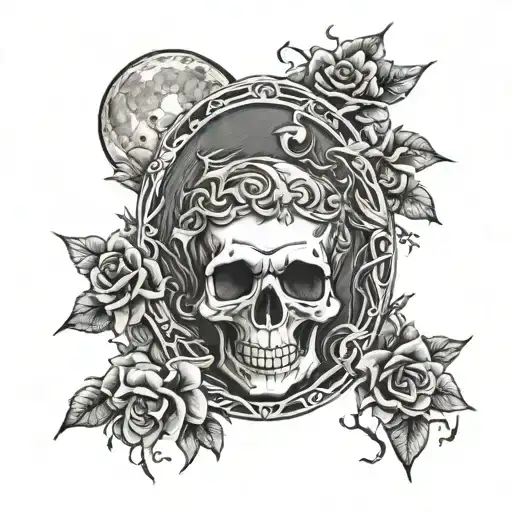 Skull Cemetery Full Moon