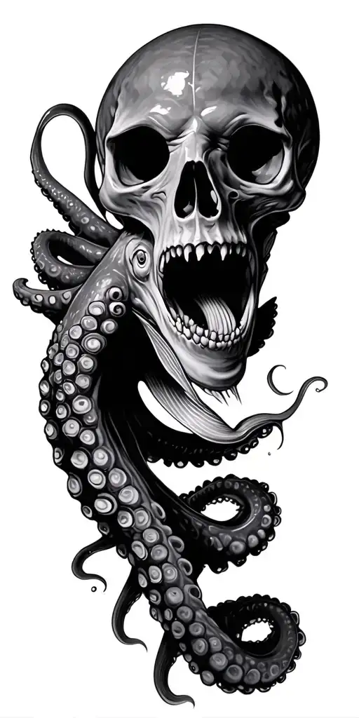 Octopus Skull Eating Fish