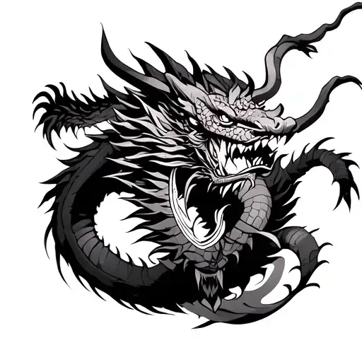 Samurai Fighting Dragon
