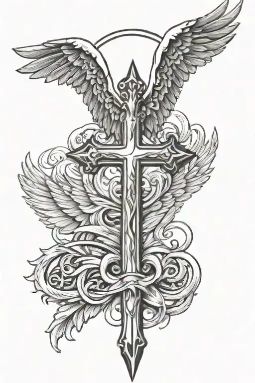 Christian Cross With Angel Wings