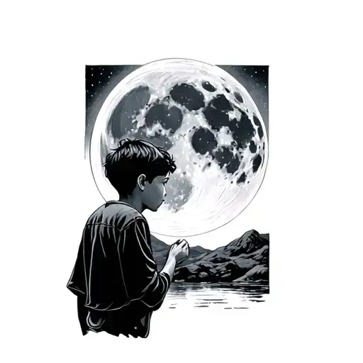 The Lost Boy Looking At The Moon