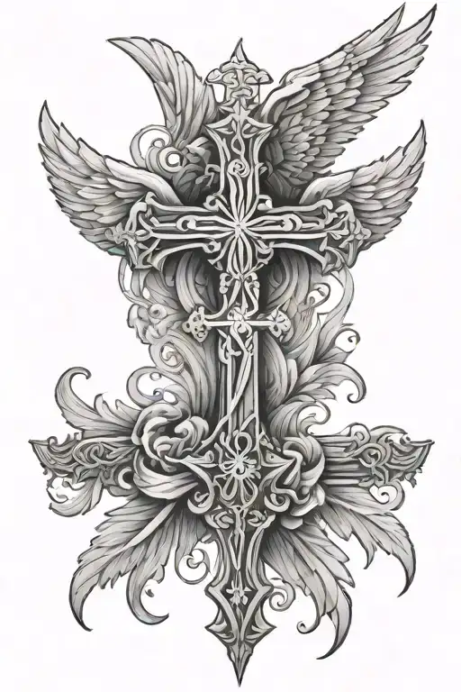 Christian Cross With Angel Wings