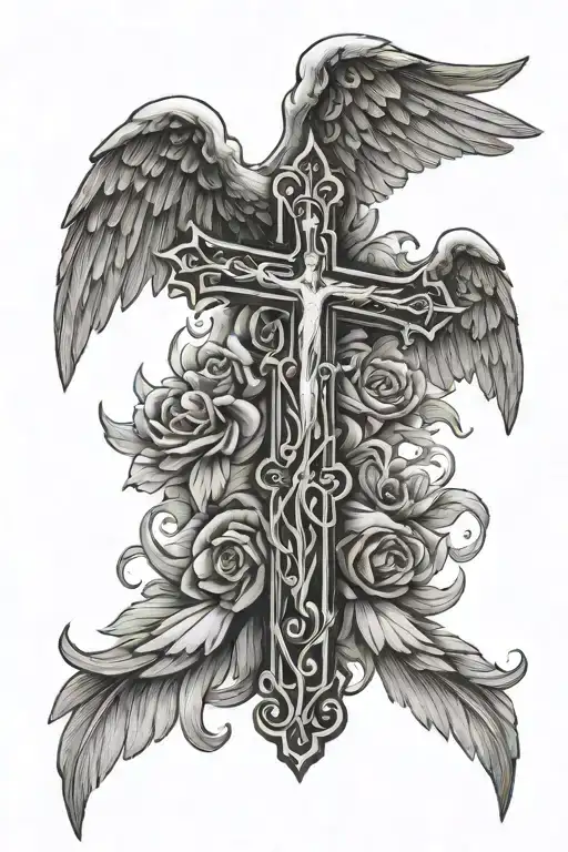 Christian Cross With Angel Wings