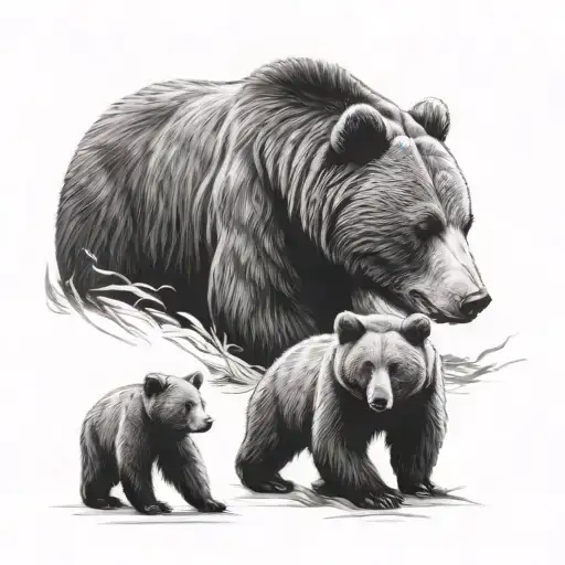Bear And Two Cubs