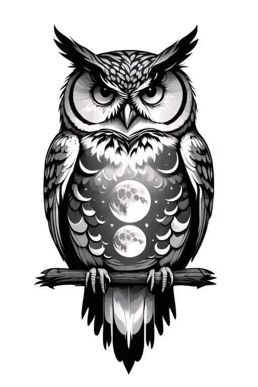Owl With Moon Phases