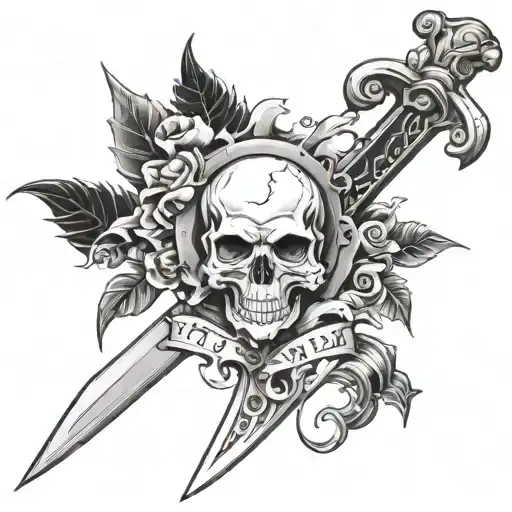Simple Sword With Skulls In The Handle Made Of Bones With The Name Tayla On The Blade