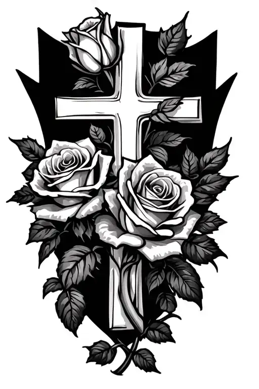 Roses And Cross Intertwined