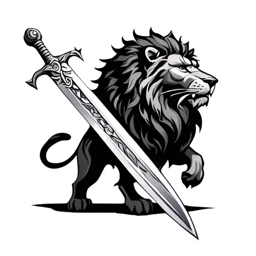 Lion With Solder Sword In The Middle
