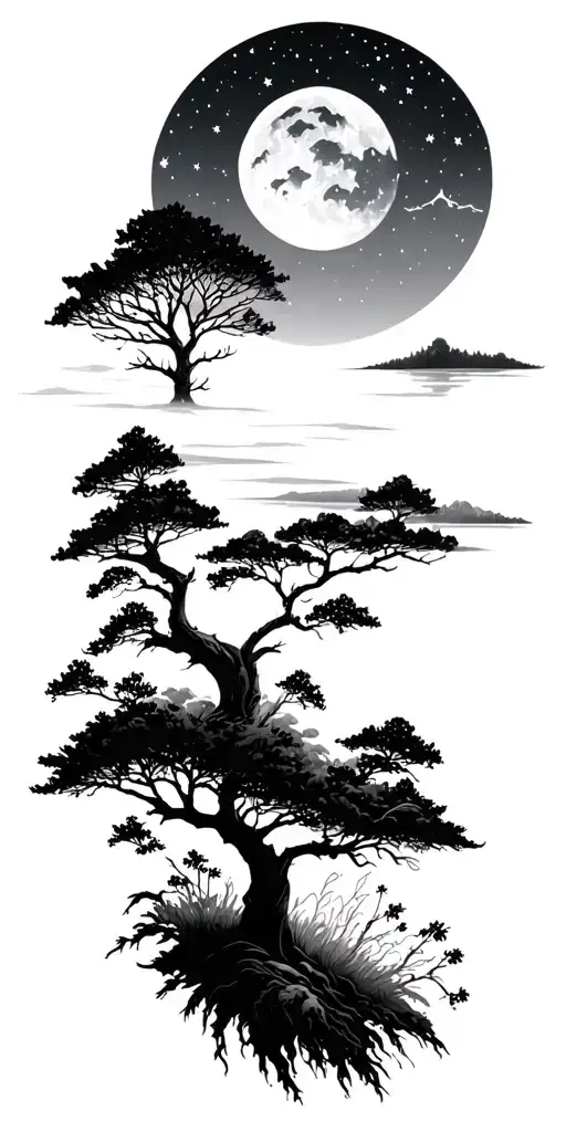 Nature Scene With Night Sky