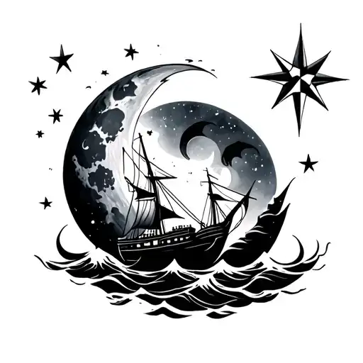 La Luna Boat Stars With Wind Rose