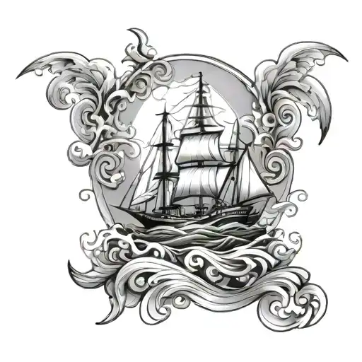 Mini Yacht In Ocean Scene