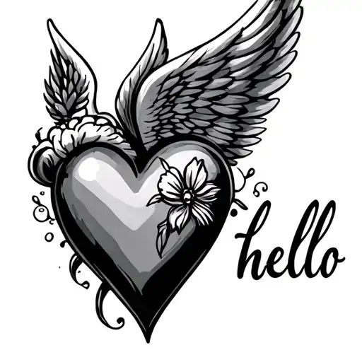 Heart With Wing And Hello