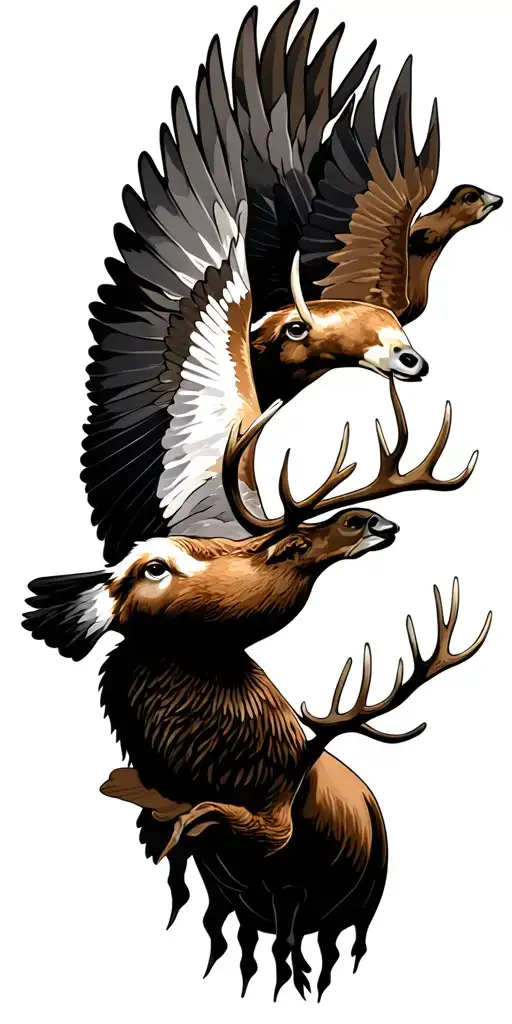 Elk And Deer Duck Flying
