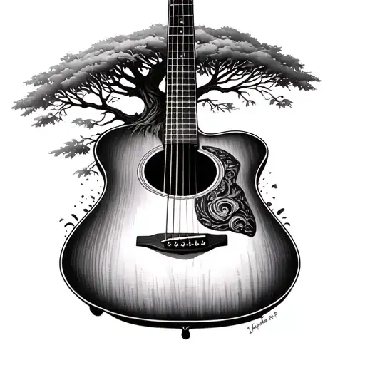 A Acoustic Guitar With A Tree As The Neck Transforming