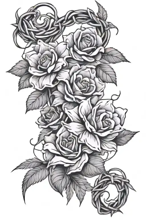 Flowers With Barbed Wire Entangled Floral