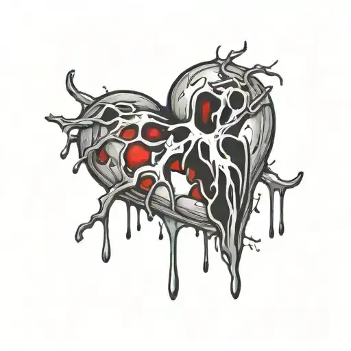 Broken Heart Shape With Blood Dripping