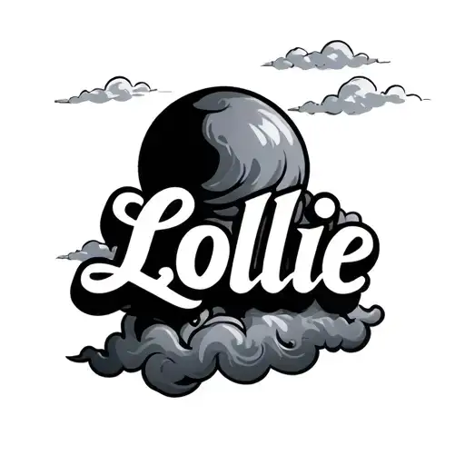 Tattoo Design For My Neck That Says Lollie And Has Clouds In The Background Just Words