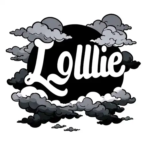 Tattoo Design For My Neck That Says Lollie And Has Clouds In The Background Just Words