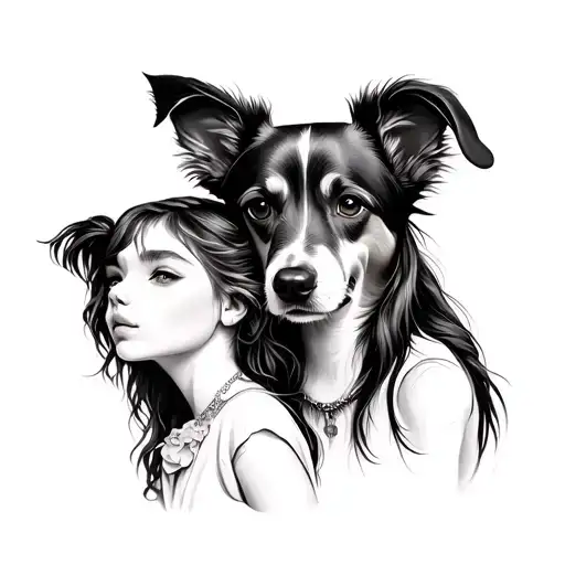 Dog And Girl Minimalist